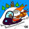 Santa Claus on Snowmobile Coloring